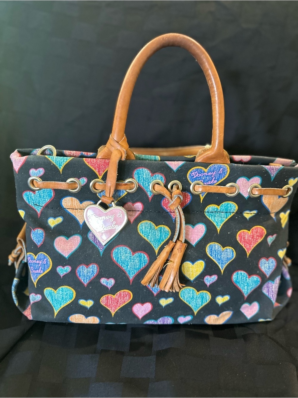 Dooney & Bourke Lindsay Lohan “Hearts and Charms” Tassel Tote Bag